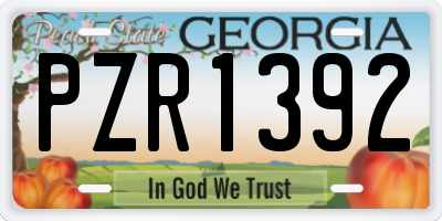 GA license plate PZR1392