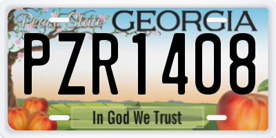 GA license plate PZR1408