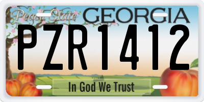 GA license plate PZR1412