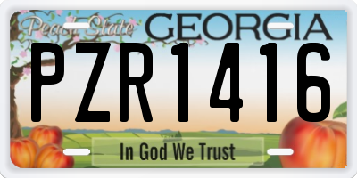 GA license plate PZR1416