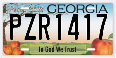 GA license plate PZR1417