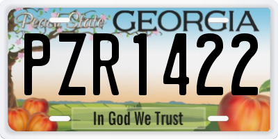 GA license plate PZR1422