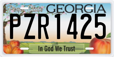 GA license plate PZR1425