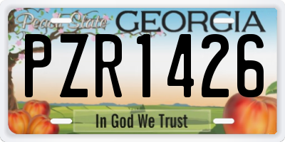 GA license plate PZR1426