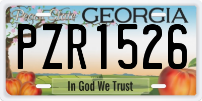 GA license plate PZR1526
