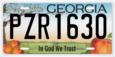 GA license plate PZR1630