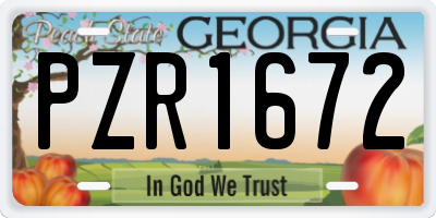GA license plate PZR1672
