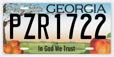 GA license plate PZR1722