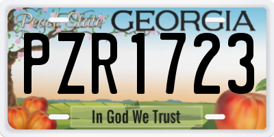 GA license plate PZR1723