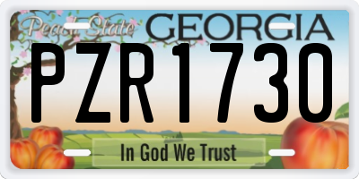 GA license plate PZR1730