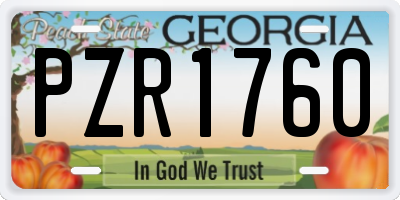 GA license plate PZR1760