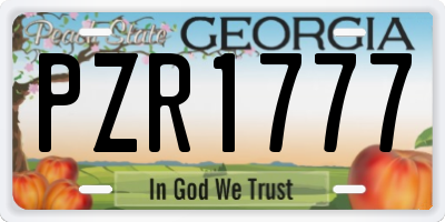 GA license plate PZR1777