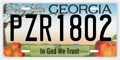 GA license plate PZR1802