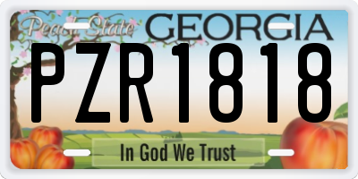 GA license plate PZR1818