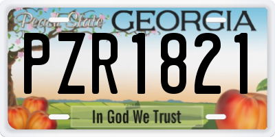 GA license plate PZR1821