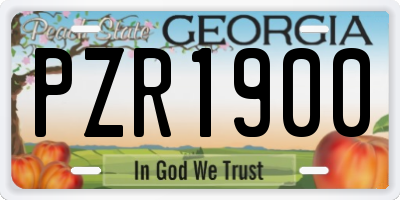 GA license plate PZR1900