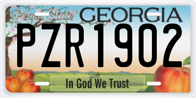 GA license plate PZR1902