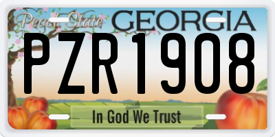 GA license plate PZR1908
