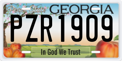GA license plate PZR1909