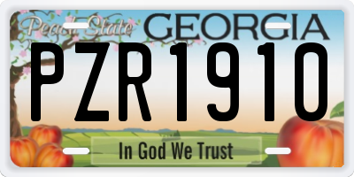GA license plate PZR1910