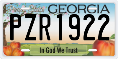 GA license plate PZR1922