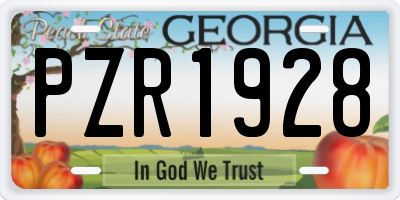 GA license plate PZR1928