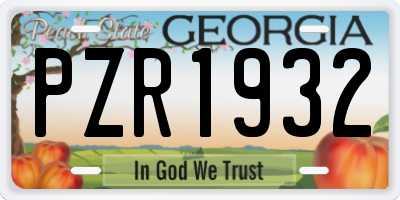 GA license plate PZR1932