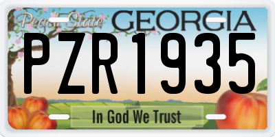 GA license plate PZR1935