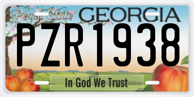 GA license plate PZR1938