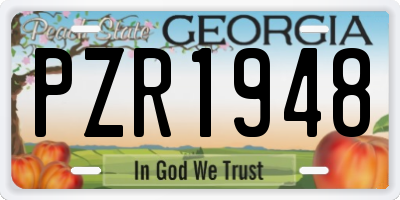 GA license plate PZR1948
