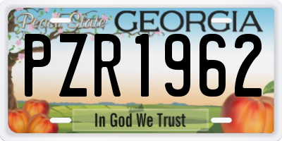 GA license plate PZR1962