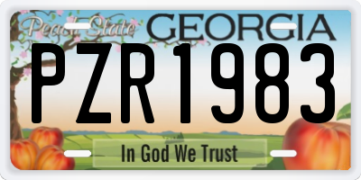 GA license plate PZR1983