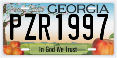 GA license plate PZR1997