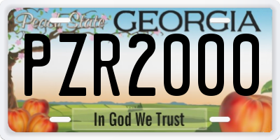GA license plate PZR2000