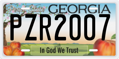 GA license plate PZR2007