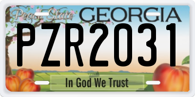 GA license plate PZR2031