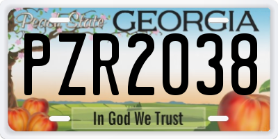 GA license plate PZR2038