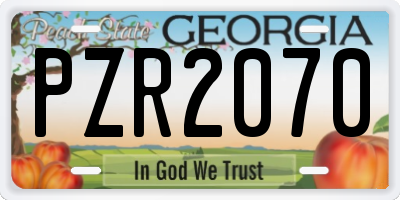 GA license plate PZR2070