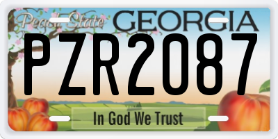GA license plate PZR2087