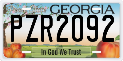 GA license plate PZR2092