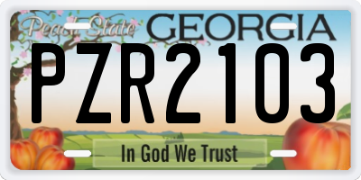 GA license plate PZR2103
