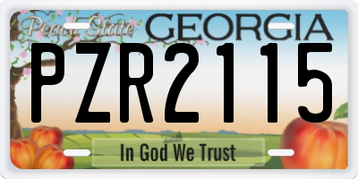 GA license plate PZR2115