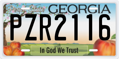 GA license plate PZR2116