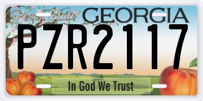 GA license plate PZR2117