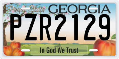 GA license plate PZR2129