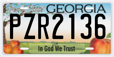 GA license plate PZR2136