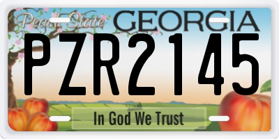 GA license plate PZR2145