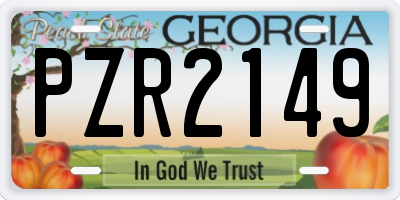 GA license plate PZR2149