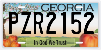 GA license plate PZR2152