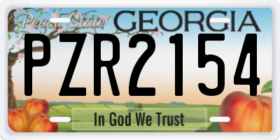 GA license plate PZR2154